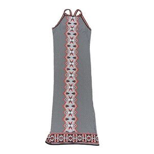 MAX STUDIO Geometric Sleeveless Halter Back Maxi Dress Size M